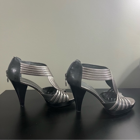 EUC Franco Sarto Metallic Silver and Dark Grey Heels 8.5 - Picture 11 of 15